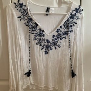 H&M white flowy long sleeve